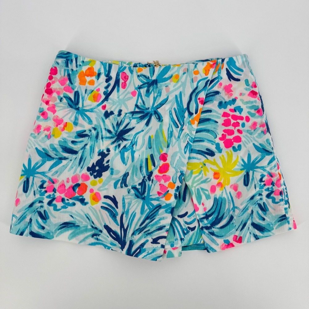 Lilly Pulitzer Skort Size 2 Tropical Print Palm Tree Zipper Mini Skirt